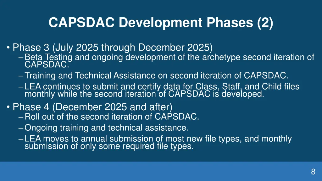 capsdac development phases 2