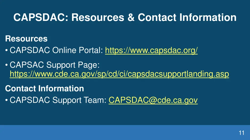 capsdac resources contact information