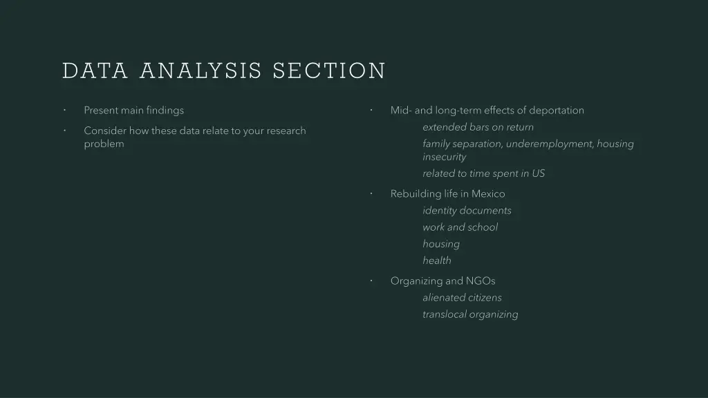 data analysis section