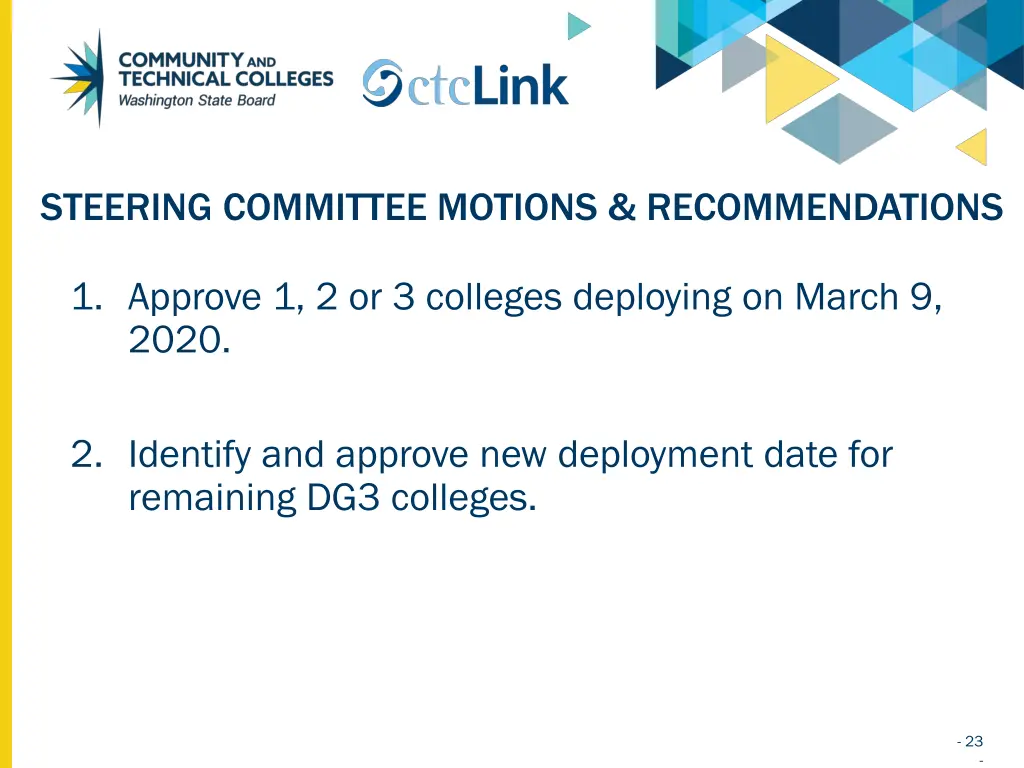 steering committee motions recommendations