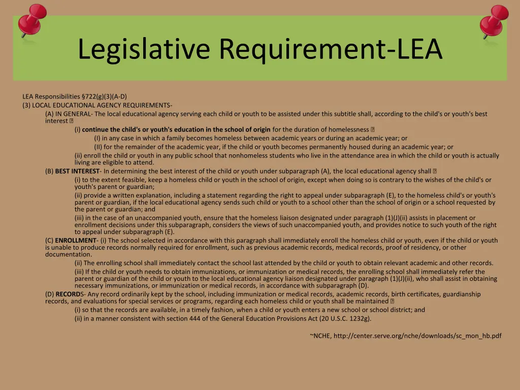 legislative requirement lea