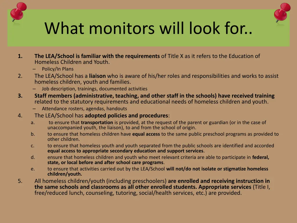 what monitors will look for