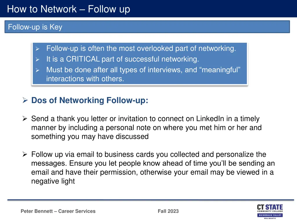 how to network follow up