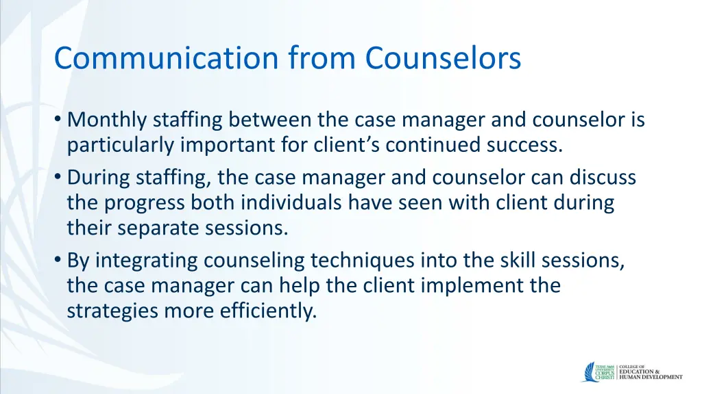 communication from counselors