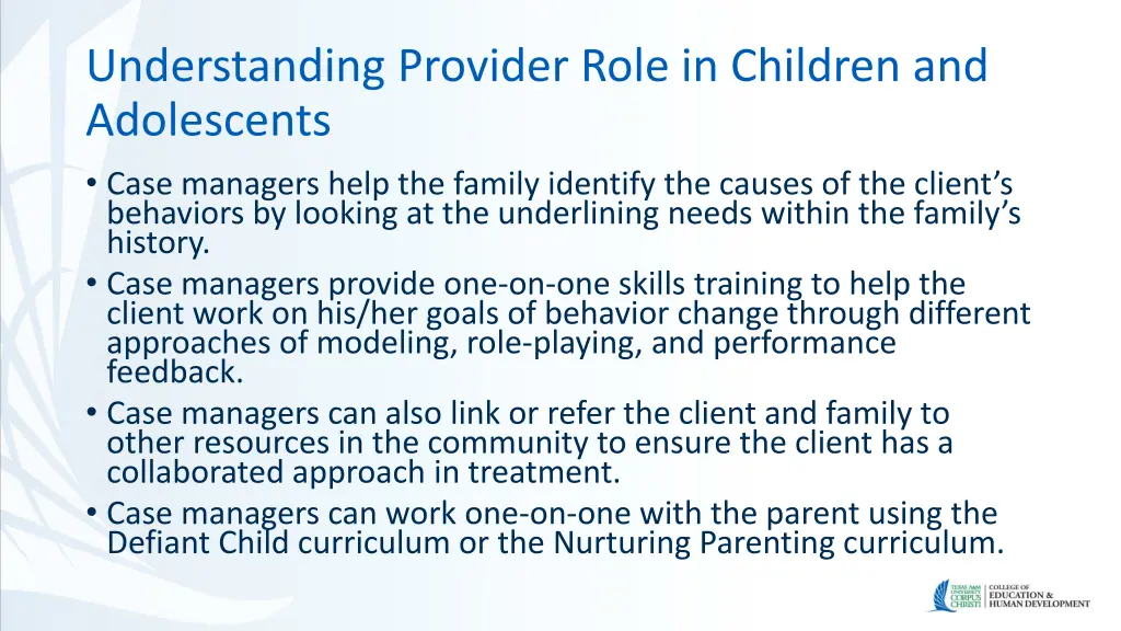understanding provider role in children