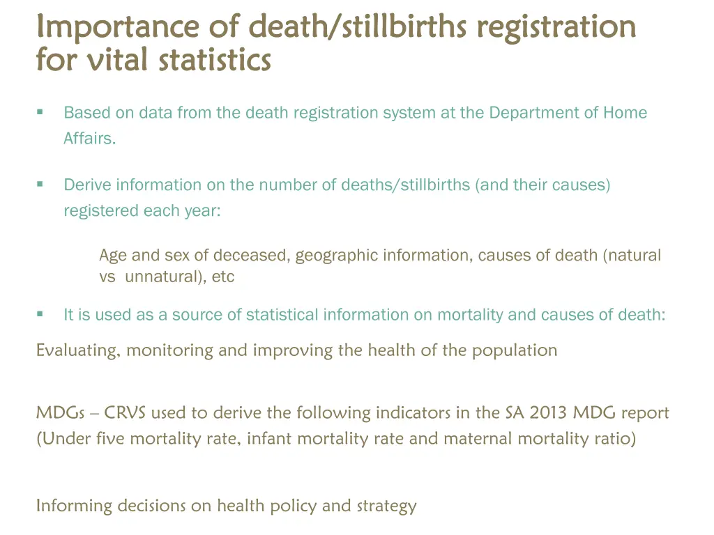 importance of death stillbirths registration