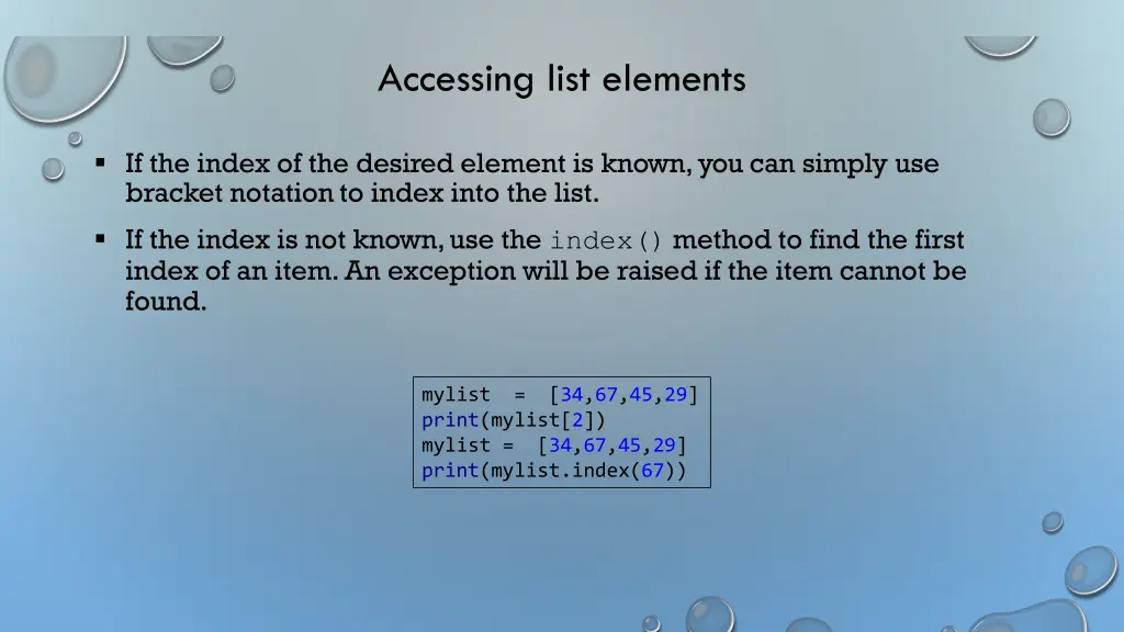 accessing list elements