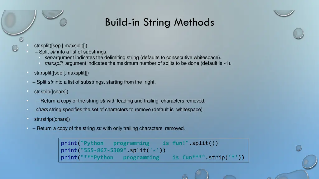 build in string methods