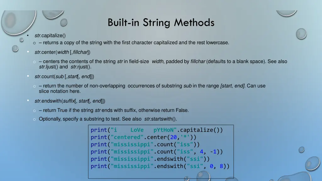 built in string methods 2