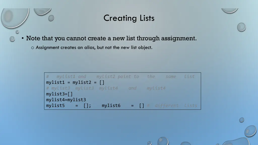 creating lists 2