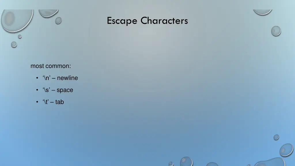 escape characters