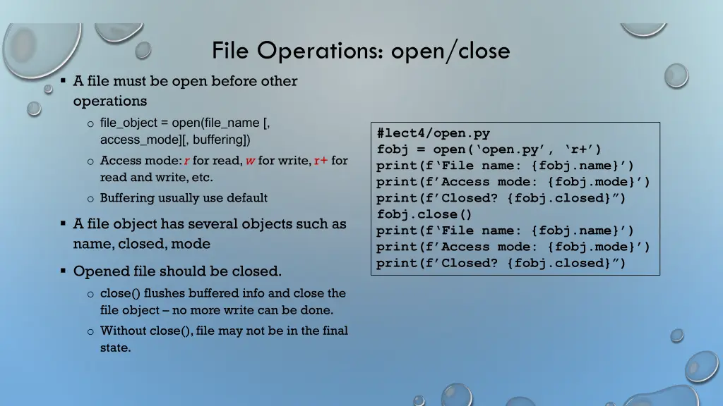 file operations open close