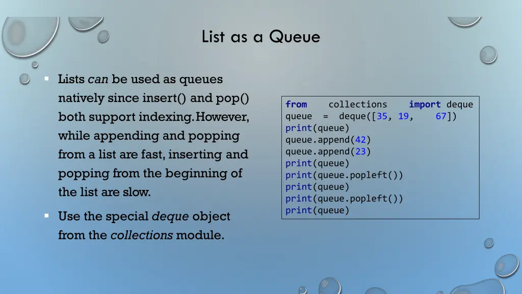 list as a queue