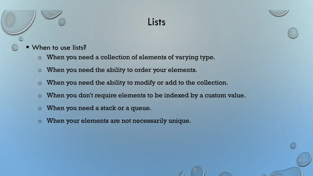lists