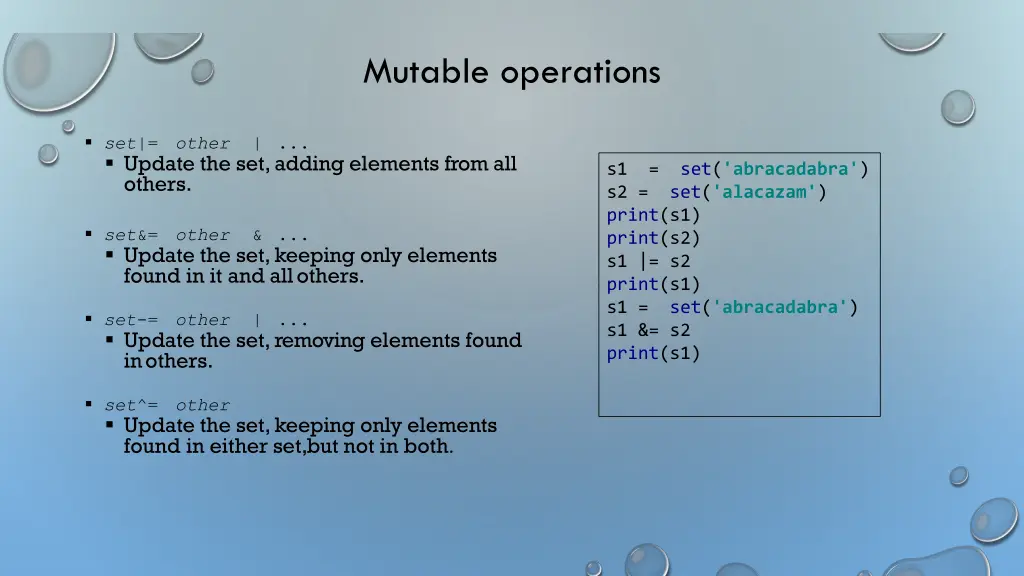mutable operations