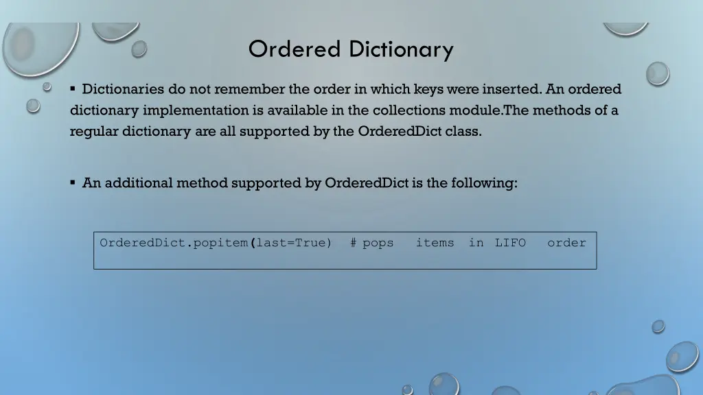 ordered dictionary