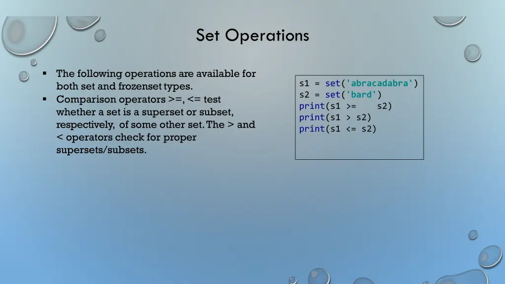 set operations