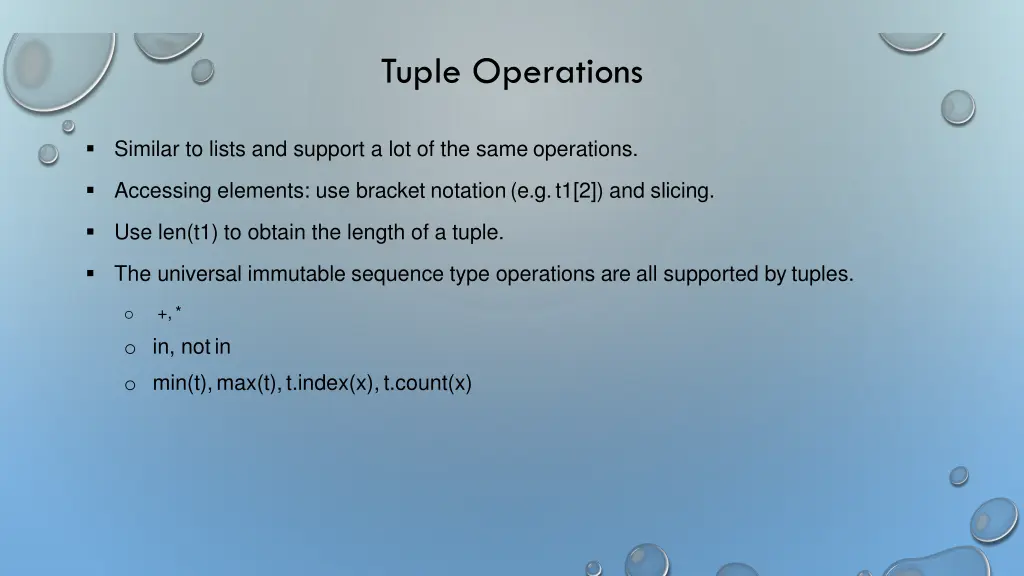 tuple operations