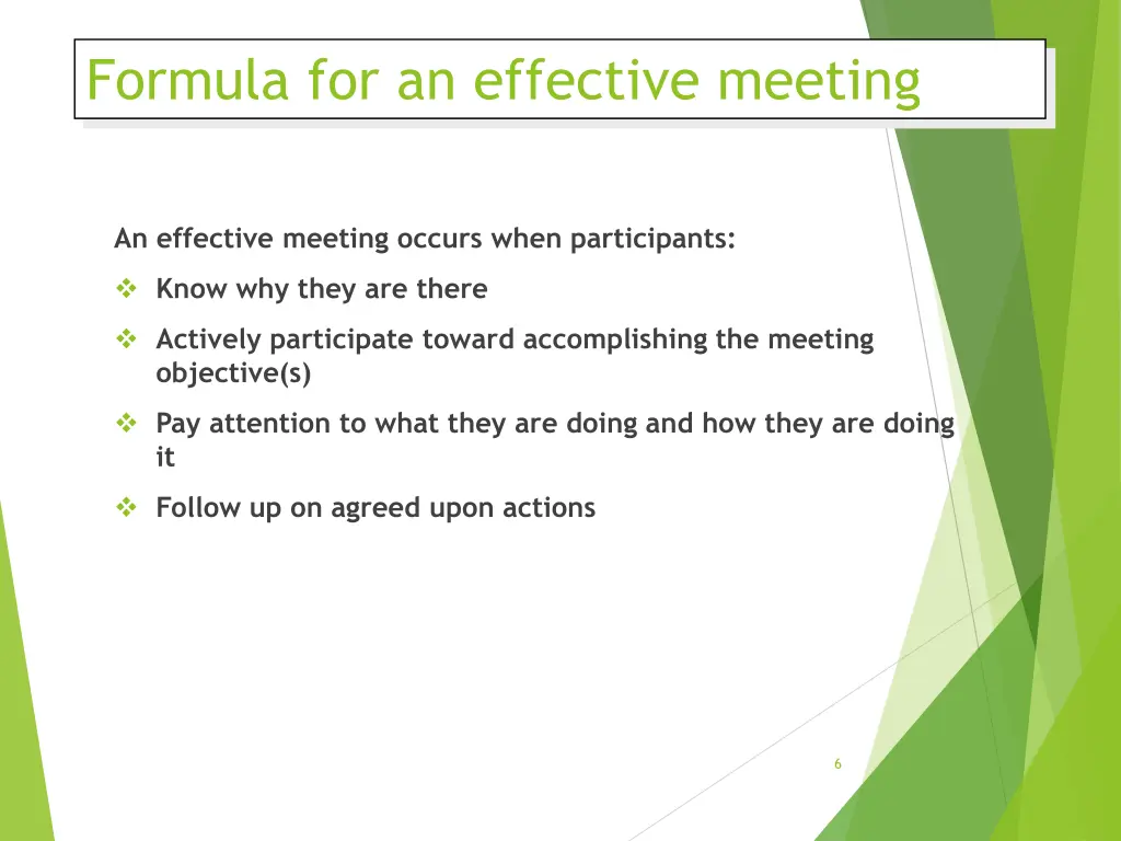 formula for an effective meeting