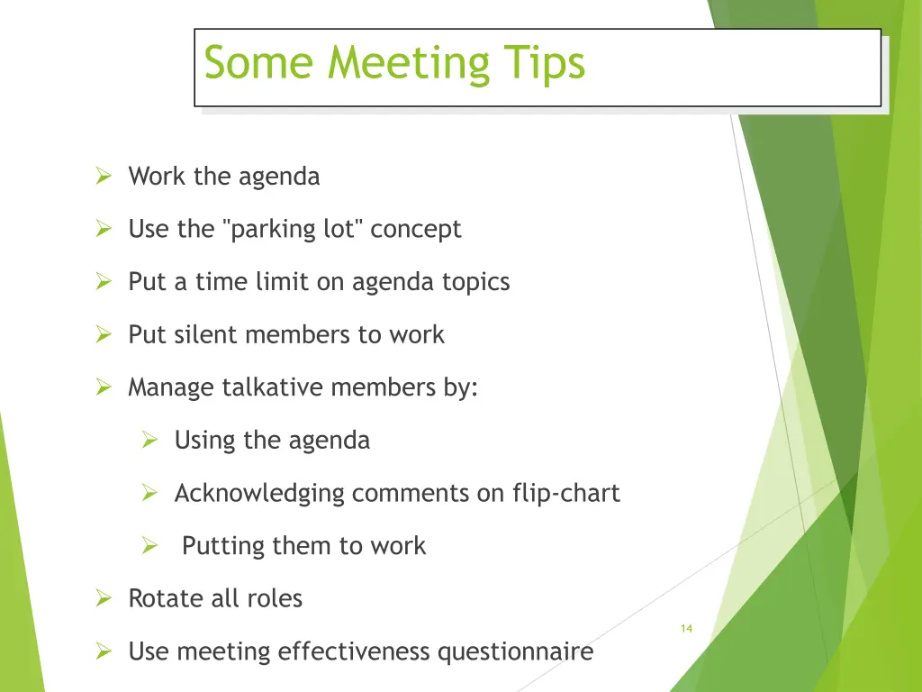some meeting tips
