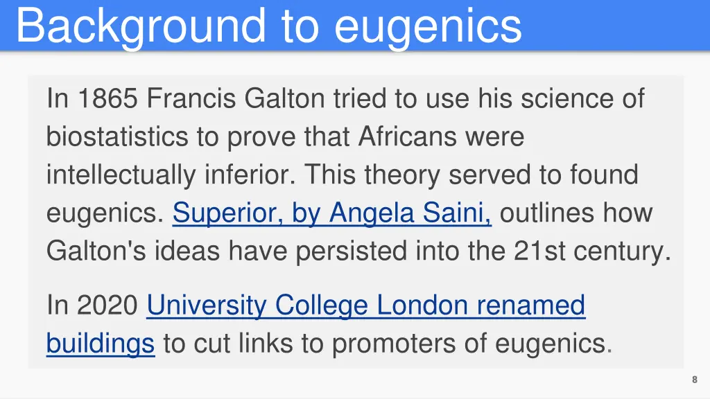 background to eugenics
