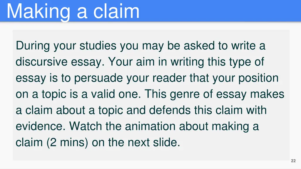 making a claim