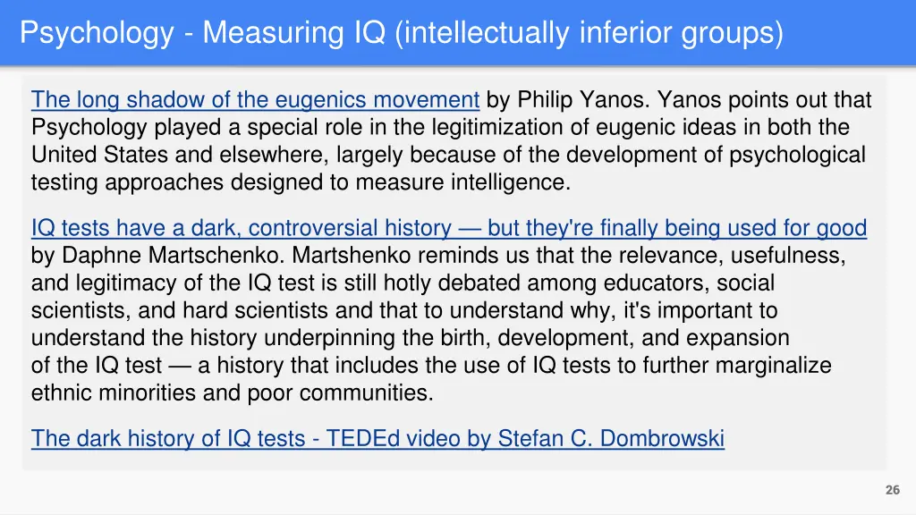 psychology measuring iq intellectually inferior