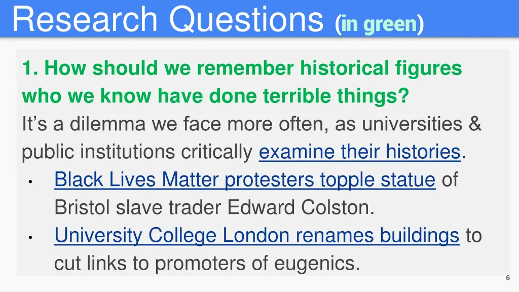 research questions in green