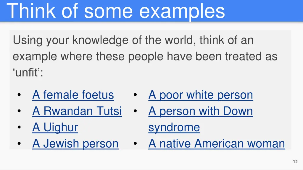 think of some examples