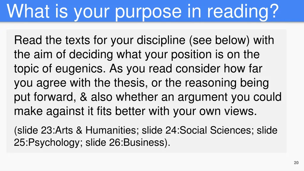 what is your purpose in reading