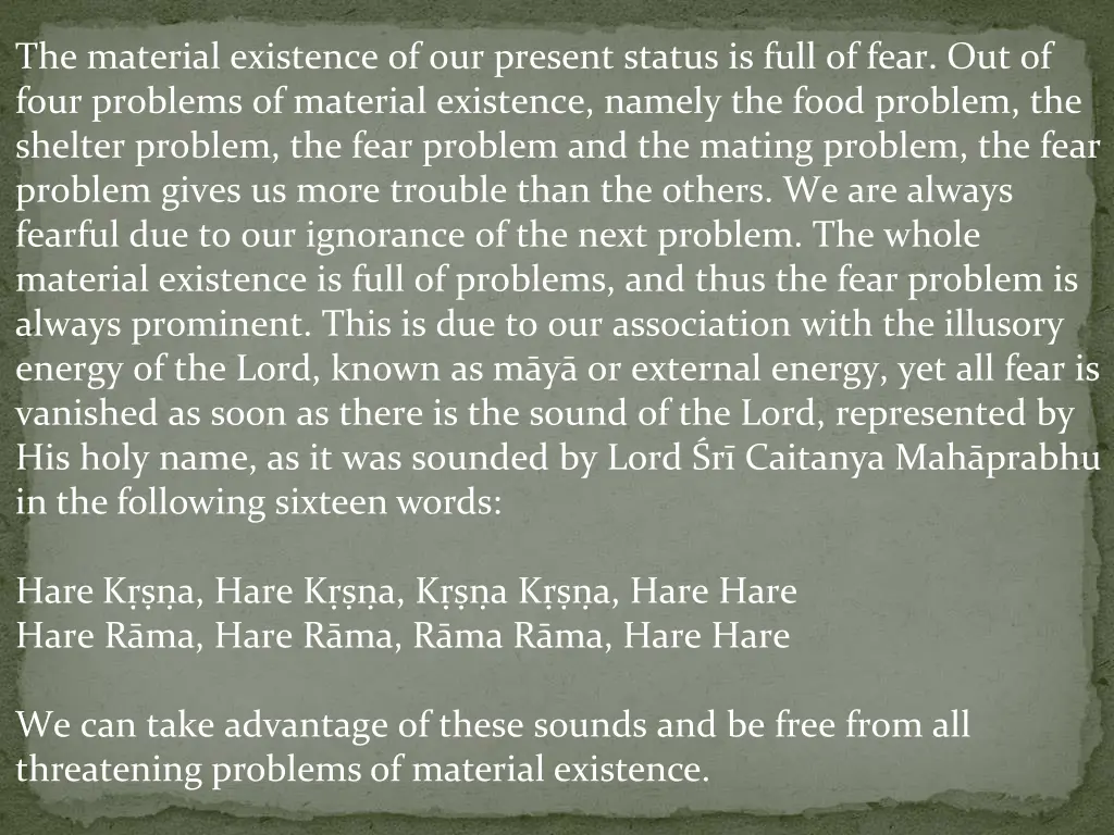 the material existence of our present status