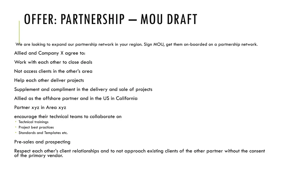 offer partnership mou draft