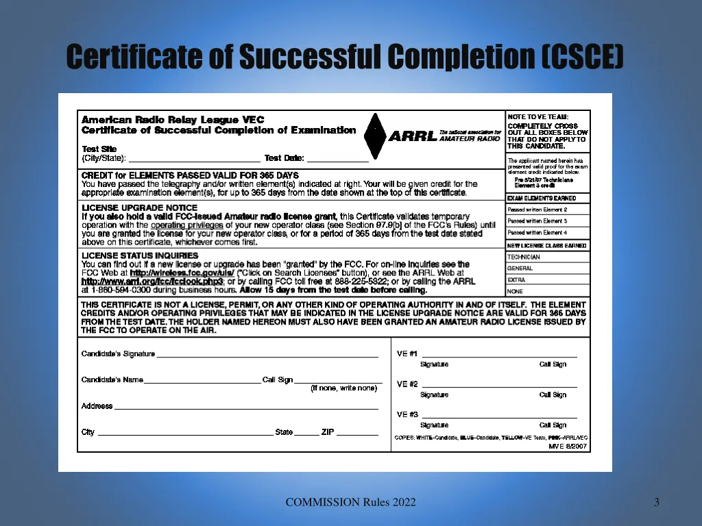 certificate of successful completion csce