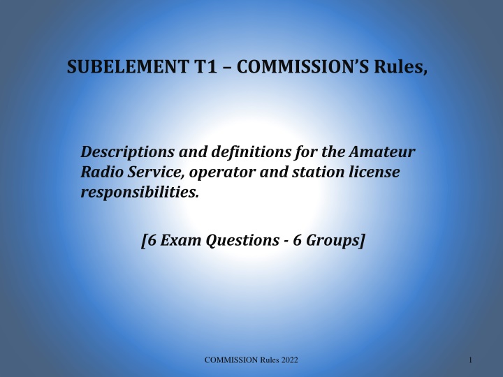subelement t1 commission s rules