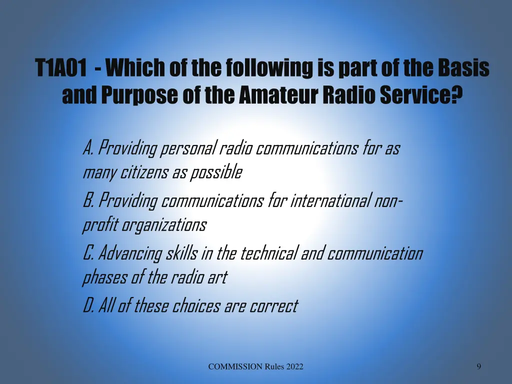 t1a01 which of the following is part of the basis