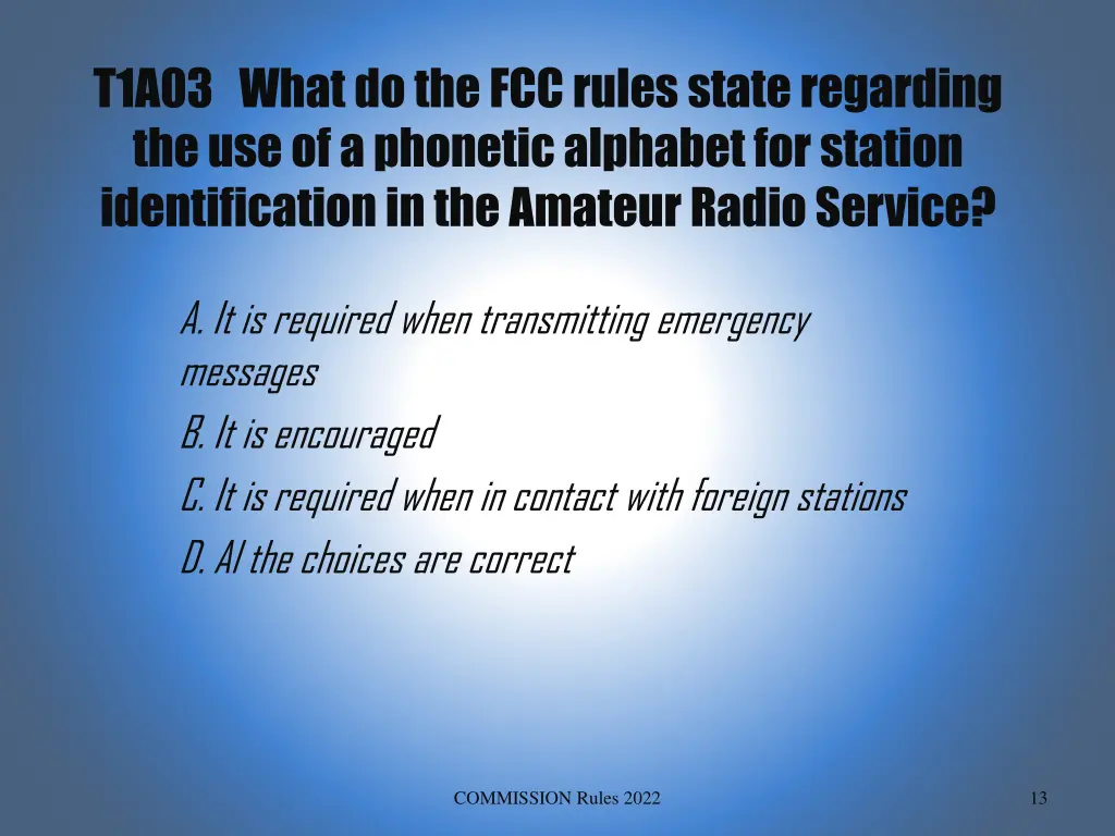 t1a03 what do the fcc rules state regarding