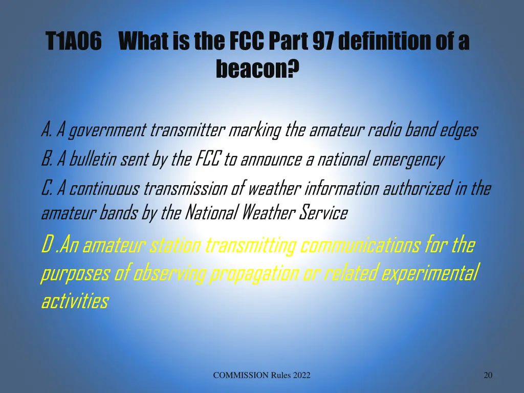 t1a06 what is the fcc part 97 definition 1