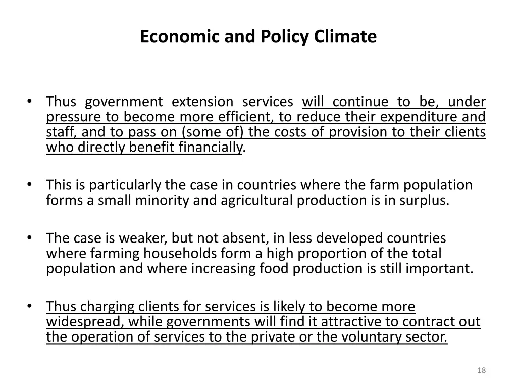 economic and policy climate