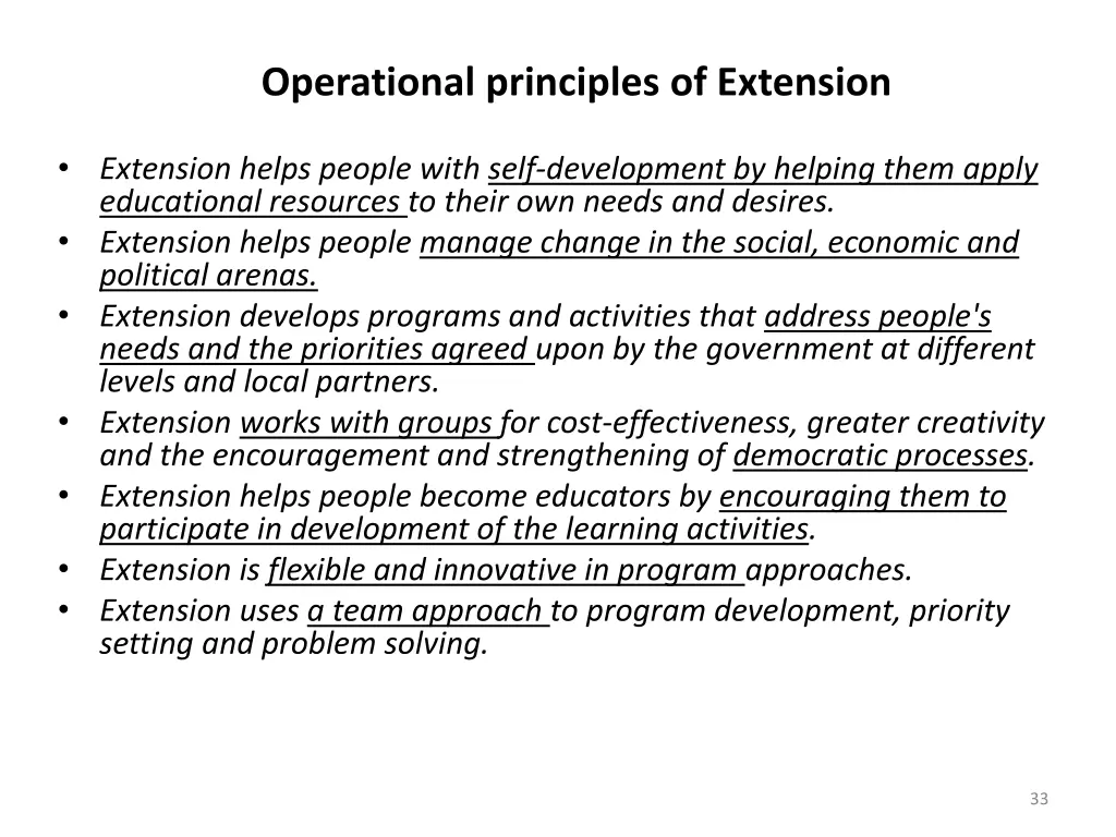 operational principles of extension
