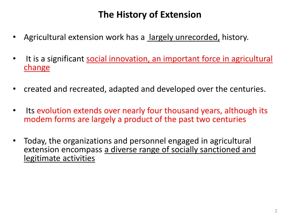 the history of extension