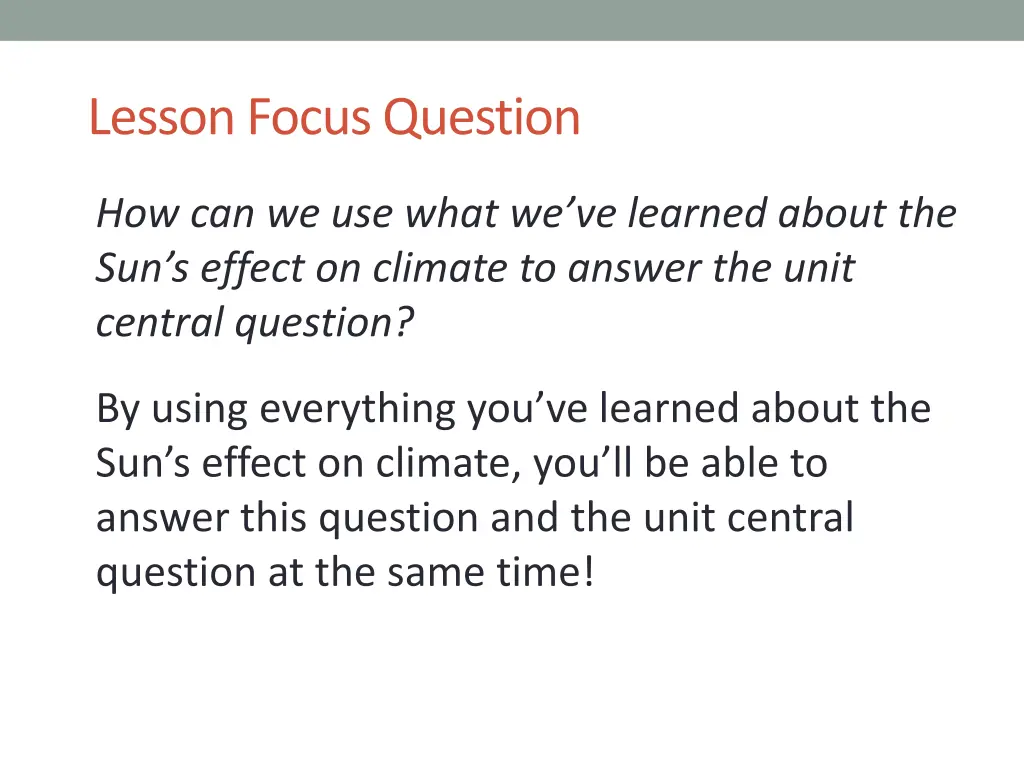 lesson focus question
