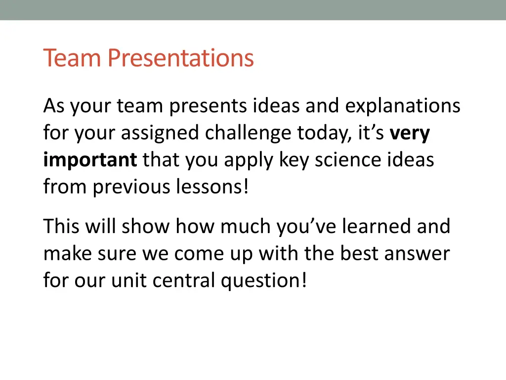 team presentations