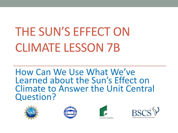 the sun s effect on climate lesson 7b