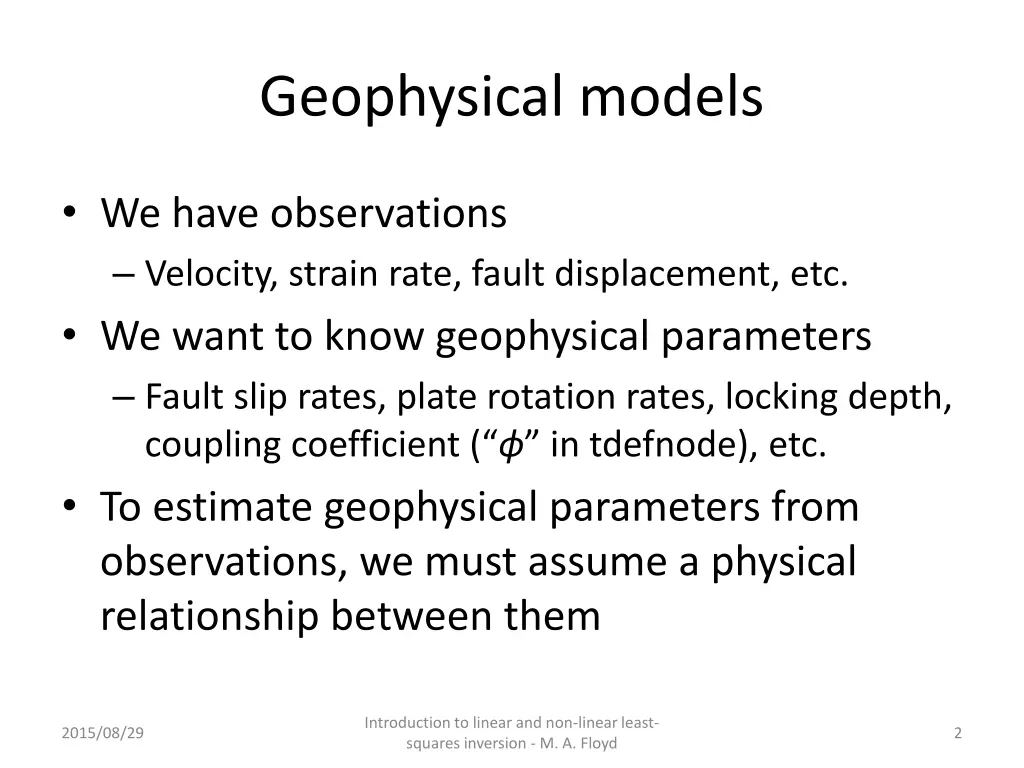 geophysical models