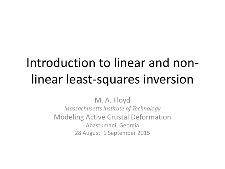 introduction to linear and non linear least