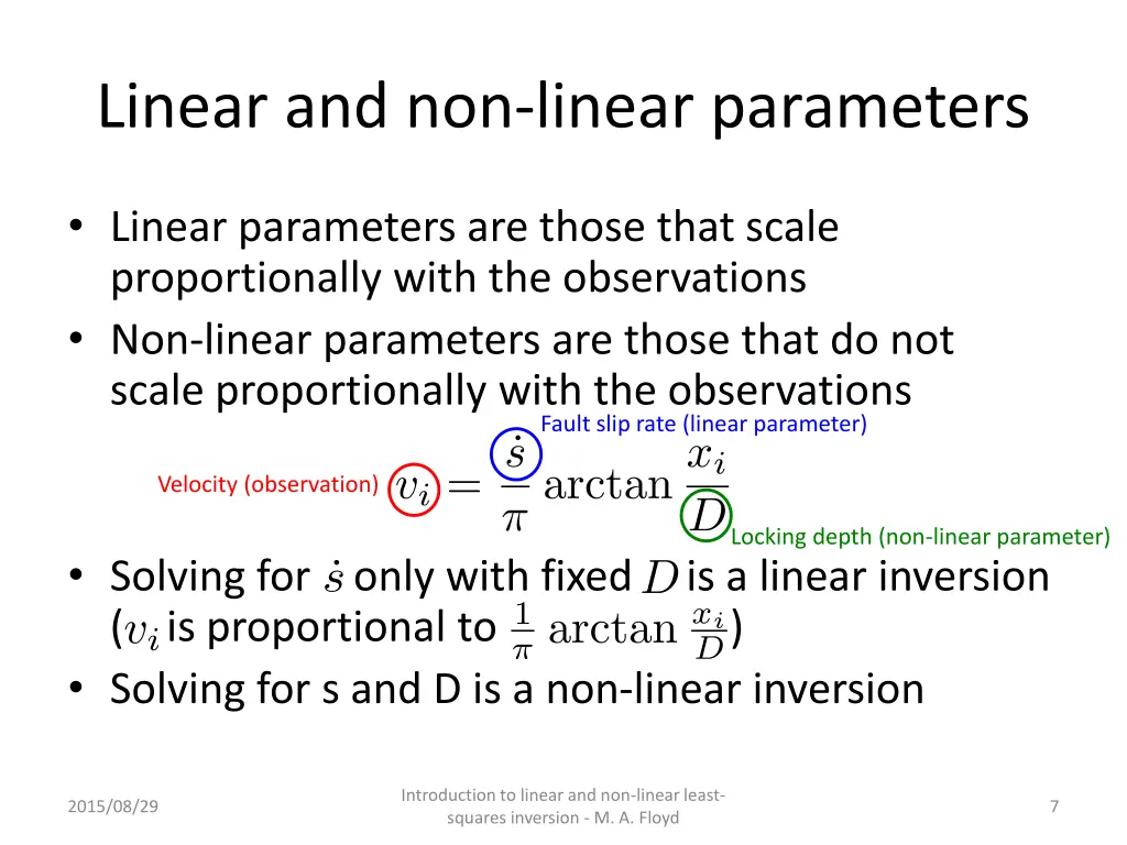 linear and non linear parameters