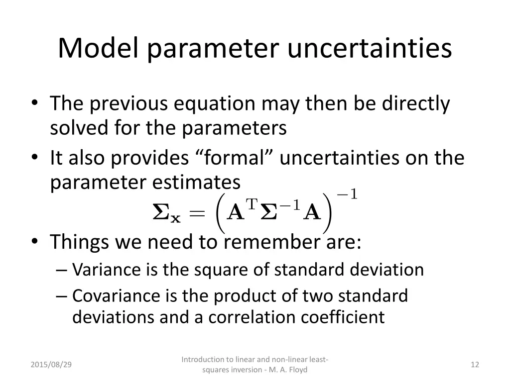 model parameter uncertainties