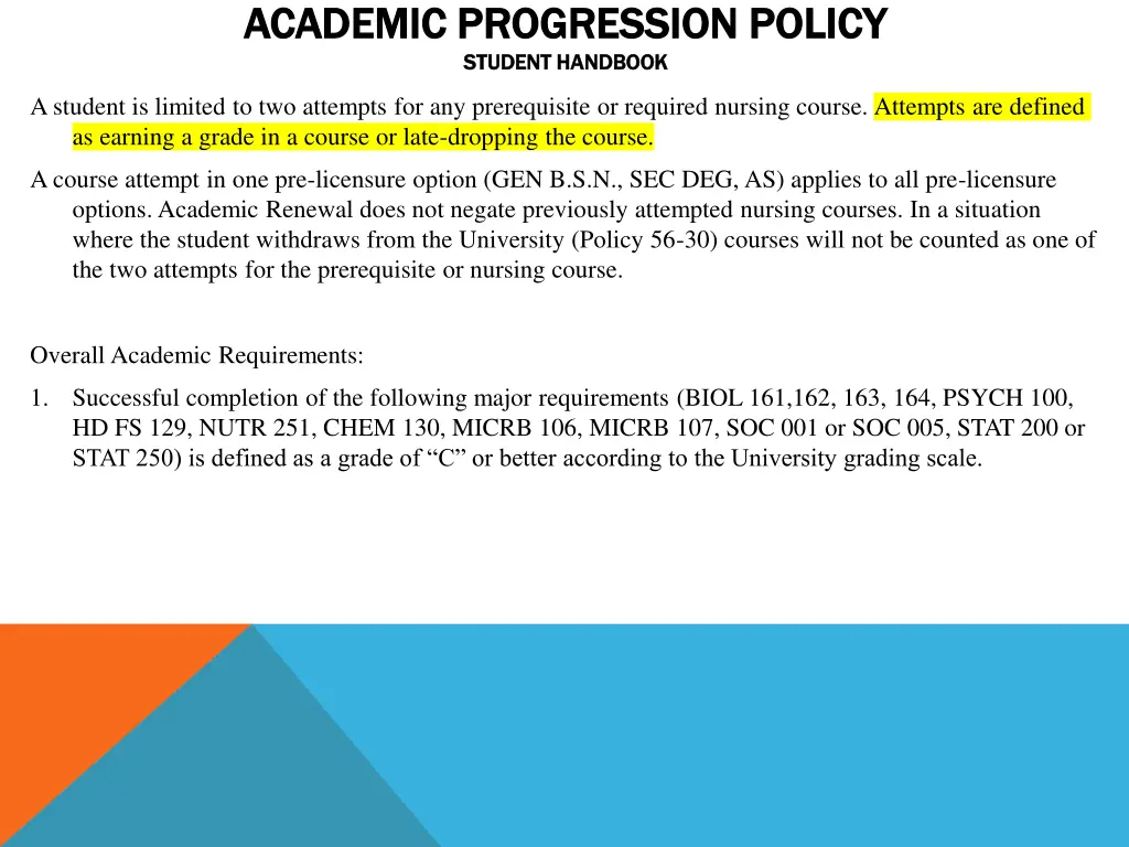 academic progression policy academic progression