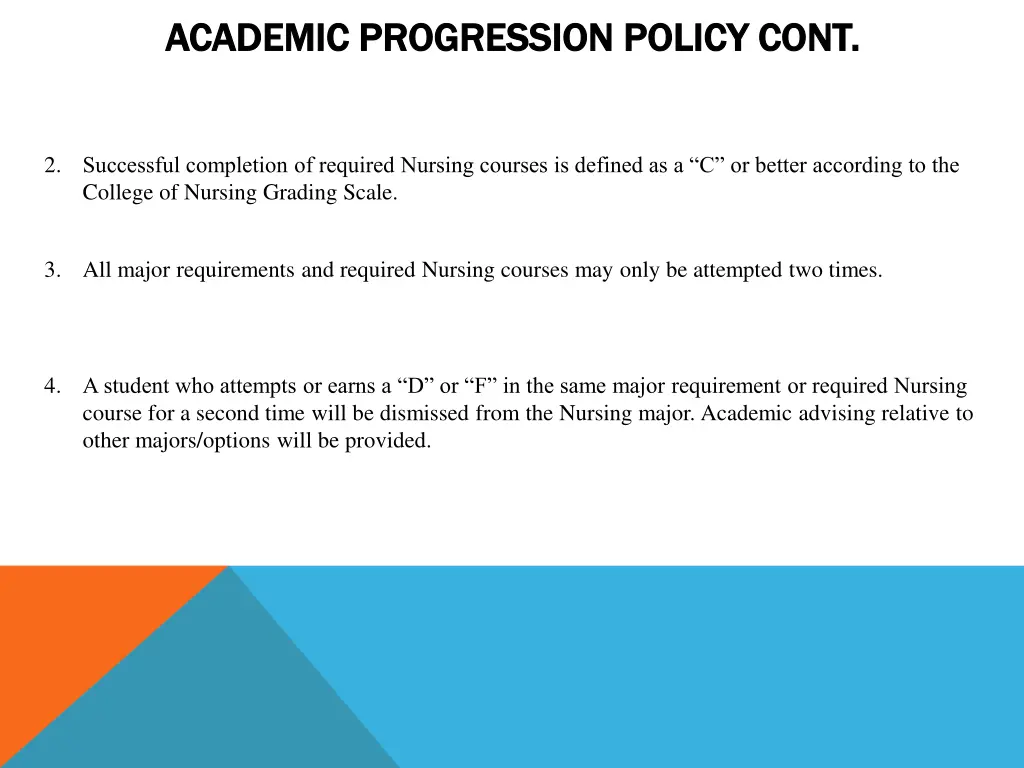 academic progression policy cont academic