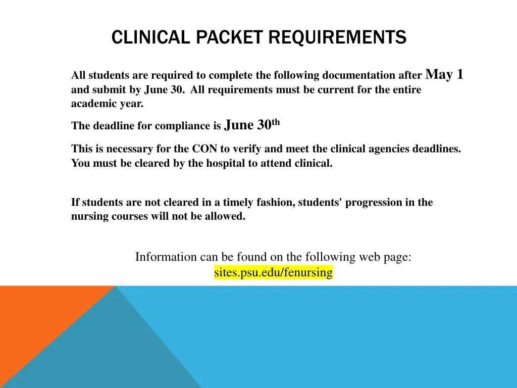 clinical packet requirements